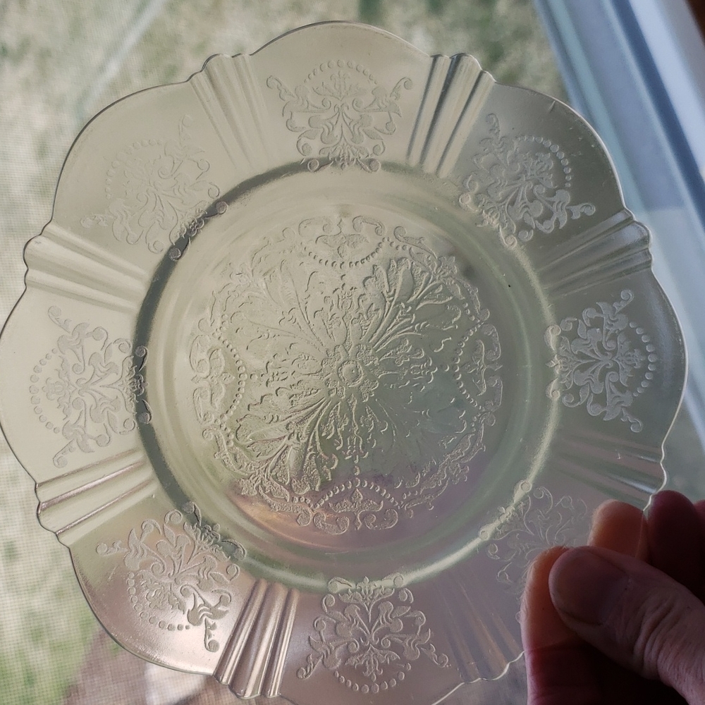 MacBeth Evans Depression Glass Etched Plate
